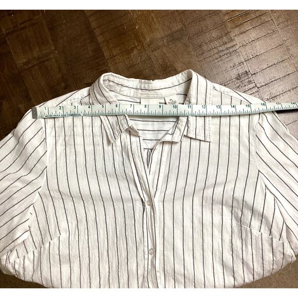 Westbound Women´s Stripe Buttondown cotton Minimalist neutral Top size PL - Picture 8 of 12